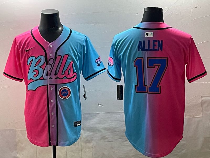 Men Buffalo Bills 17 Allen Blue pink Nike Limited 2025 NFL Jersey style 008
